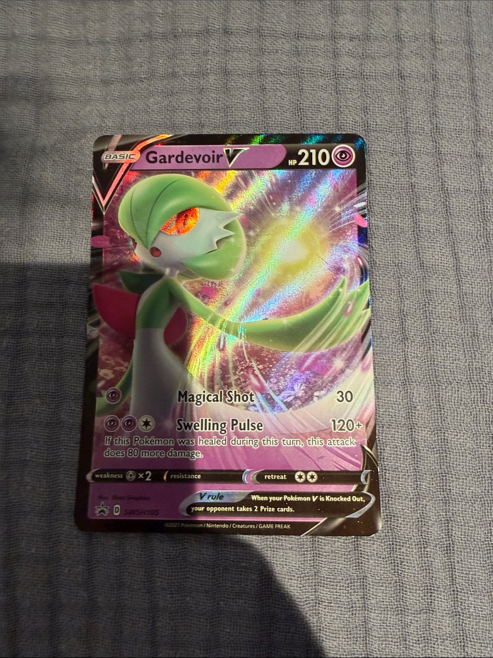 Pokemon Gardevoir V Holo Pink Green Purple Rainbow